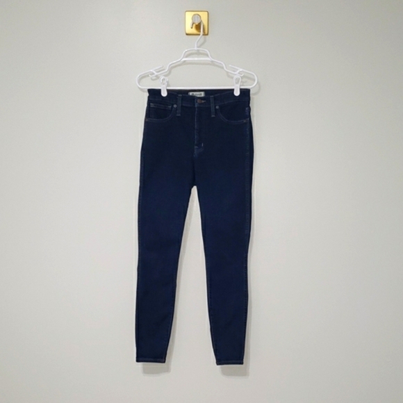 Madewell Women Skinny Jeans 28 High-Rise Tapered Dark Blue Denim Classic Casual - Picture 1 of 16